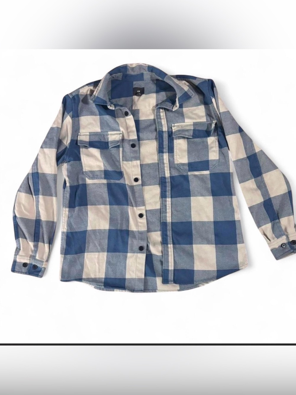 H&M Blue and White Plaid Button-Down Shirt for Kids
